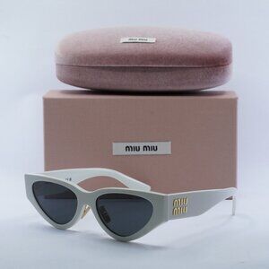 Miu Miu MU03ZS 1425S0 Cat Eye Sunglasses – White\Dark Grey